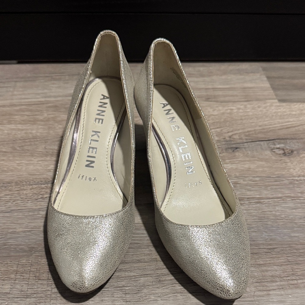 Anne Klein Shimmering Silver Heels